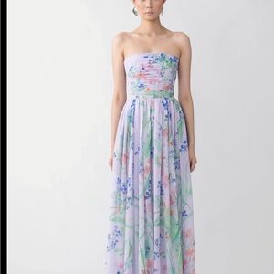 Elegant Strapless Floral Dress